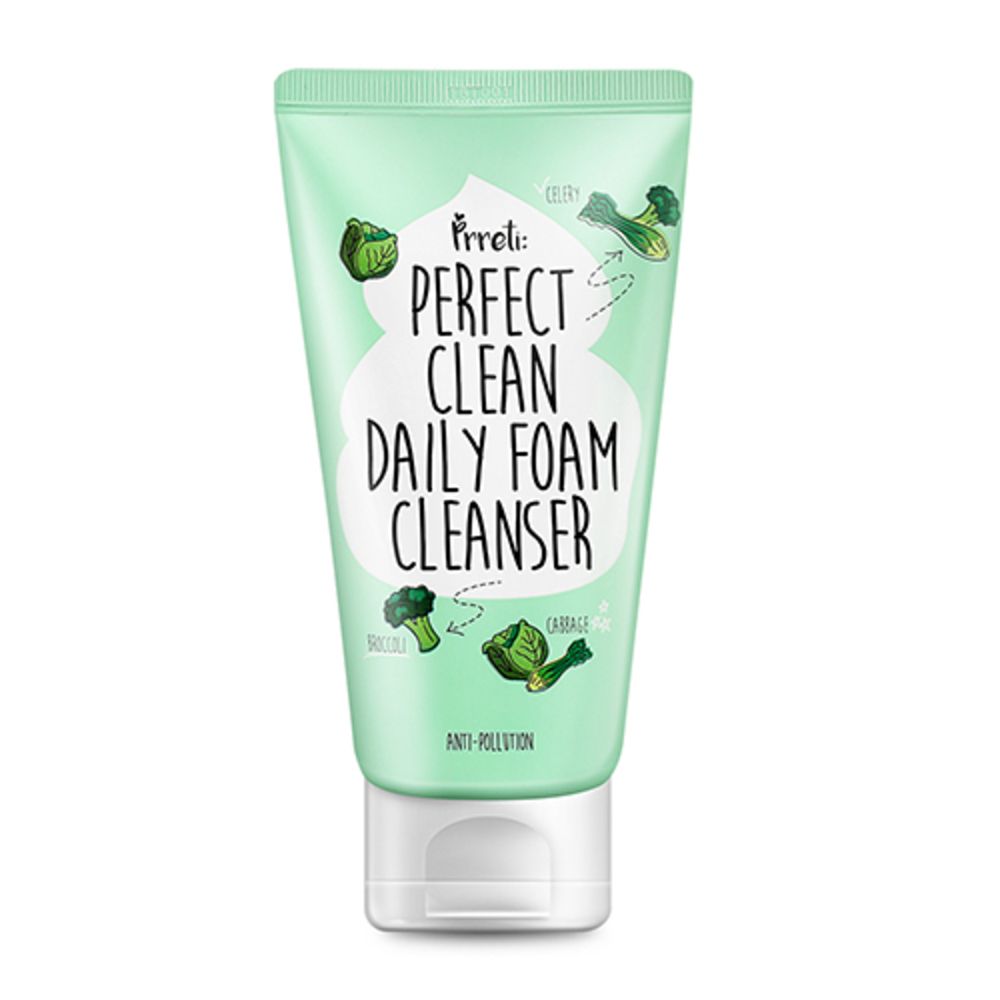 PRRETI Perfect Clean Daily Foam Cleanser 150g Deep Pore Purifying and Hydrating Face Wash with Broccoli Sprout Extract
